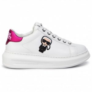 Sneakersy KARL LAGERFELD - KL62530 White Lthr W/Pink