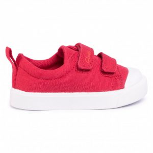 Trampki CLARKS - City Bright T 261490927 Red Canvas