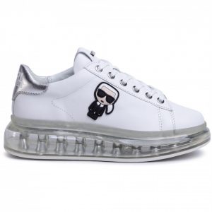 Sneakersy KARL LAGERFELD - KL62630 White Lthr W/Silver