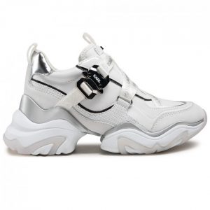 Sneakersy KARL LAGERFELD - KL62320 White Lthr W/Silver