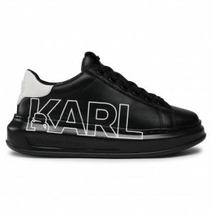 Sneakersy KARL LAGERFELD - KL62511 Black Lthr W/Silver