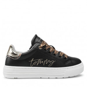 Sneakersy TOMMY HILFIGER - Low Cut Lace Up Sneaker T3A4-31164-1242 M Black/Platinum X208