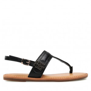 Sandały TOMMY HILFIGER - Hardware Th Flat Leather Sandal FW0FW05912 Black BDS