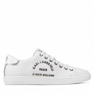 Sneakersy KARL LAGERFELD - KL61239 White Lthr W/Silver