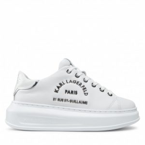Sneakersy KARL LAGERFELD - KL62539 White Lthr W/Silver