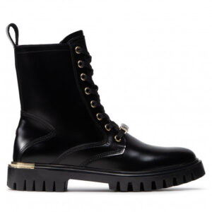 Trapery TOMMY HILFIGER - Polished Leather Lace Up Boot FW0FW06008 Black BDS