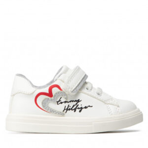 Sneakersy TOMMY HILFIGER - Low Cut Lace-Up/Velcro Sneaker T1A4-32132-1374 M White/Silver X025