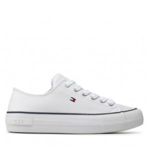 Trampki TOMMY HILFIGER - Low Cut Lace-Up Sneaker T3A4-32118-0890 S White 100