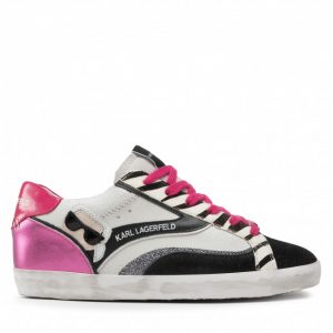 Sneakersy KARL LAGERFELD - KL60134 White Lthr W/Pink