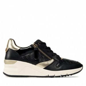 Sneakersy TAMARIS - 1-23702-28 Blk Woven/Gold 097