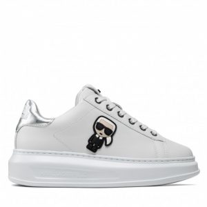 Sneakersy KARL LAGERFELD - KL62530 White Lthr W/Silver