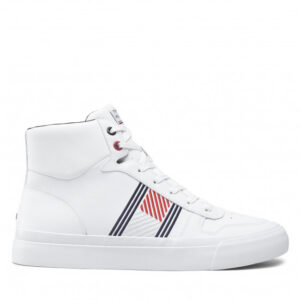 Sneakersy TOMMY HILFIGER - Core Corporate High Leather Flag FM0FM03939 White YBR