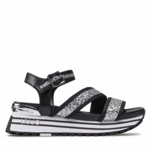 Sandały LIU JO - Maxi Wonder Sandal 15 BA2147 TX053 Silver/Black S1S01