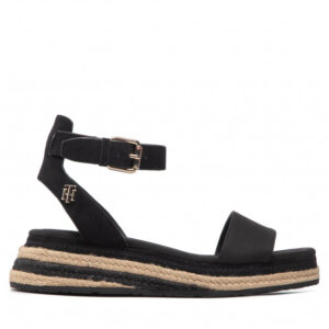 Espadryle TOMMY HILFIGER - Colored Rope Low Wedge Sandal FW0FW06233 Black BDS