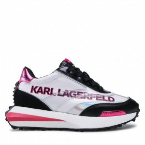 Sneakersy KARL LAGERFELD - KL62925 White Lthr & Text W/Black