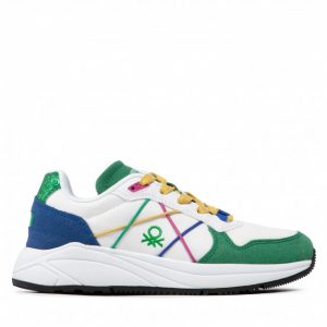 Sneakersy UNITED COLORS OF BENETTON - Ascent Colour BTW217305 White/Green 1071
