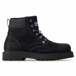 Trapery TOMMY JEANS - Lace Up Mens Tommy Jeans Boot EM0EM00534 Black BDS