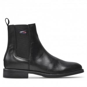 Sztyblety TOMMY JEANS - Essemtials Leather Flat Boot EN0EN01518 Black BDS