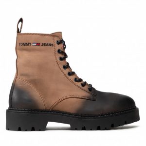 Trapery TOMMY JEANS - Lace Up Brushed Boot EM0EM00824 Cracked Earth/Black 0HD