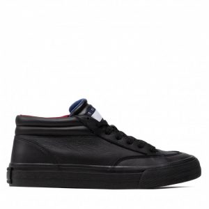 Sneakersy TOMMY JEANS - Mid Skate Leather Vulc EM0EM00884 Black BDS