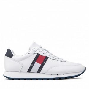 Sneakersy TOMMY JEANS - Tommy Jeans Leather Runner EM0EM00898 White YBR