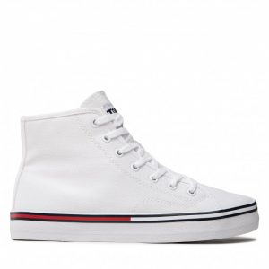 Sneakersy TOMMY JEANS - Essential Mid Wmn EN0EN01797 White YBR