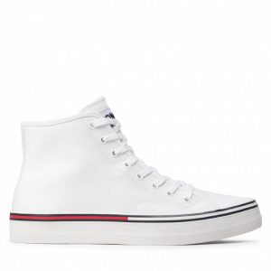 Sneakersy TOMMY JEANS - Essential Mid Cut EM0EM00967 White YBR