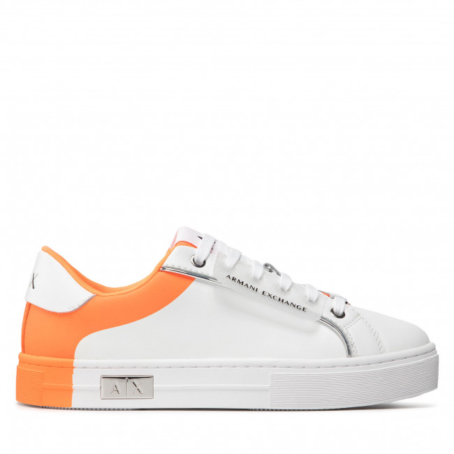 Sneakersy ARMANI EXCHANGE – XDX080 XV416 K542 Op.White/Orange – białe