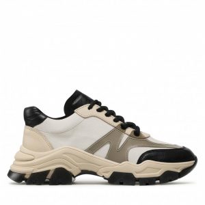 Sneakersy BRONX - 66431-AT Off White/Black/Camel 3661