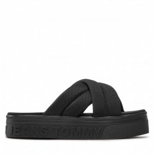 Klapki TOMMY JEANS - Flatform Sandal EN0EN01798 Black BDS