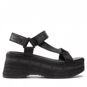 Espadryle TOMMY JEANS - Wedge Sandal EN0EN01810 Black BDS