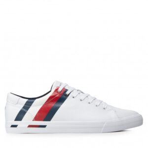 Sneakersy Tommy Hilfiger - Corporate Stripes Leather Vulc FM0FM04003 White YBR