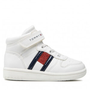 Sneakersy TOMMY HILFIGER - High Top Lace-Up/Velcro Sneaker T3A9-32330-1438 M White 100