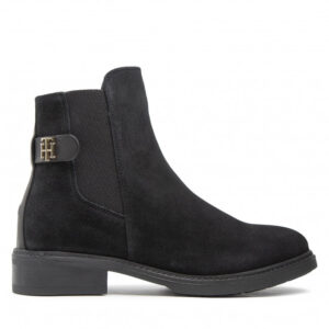 Sztyblety Tommy Hilfiger - Th Suede Flat Boot FW0FW06750 Black BDS