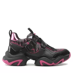 Sneakersy KARL LAGERFELD - KL62321 Black Lthr & Text W/Pink