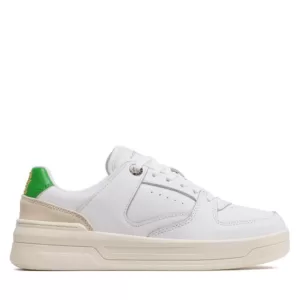 Sneakersy Tommy Hilfiger - Leather Basket Sneaker FW0FW06951 White/Galvanicgreen 0K6