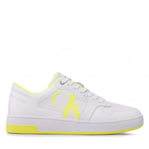 Sneakersy Calvin Klein Jeans - Cupsole Laceup Basket Low Poly YM0YM00428 White/Safety Yellow 0LE