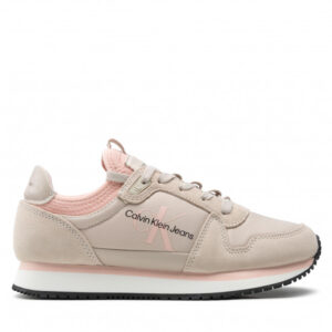 Sneakersy CALVIN KLEIN JEANS - Runner Sock Laceup Ny-Lth Wn YW0YW00840 Eggshell/Pink Blush BGE
