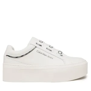 Sneakersy Calvin Klein Jeans - Flatform+ Low Branded Laces YW0YW00868 White/Black 0K4
