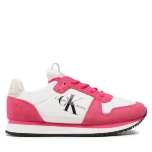 Sneakersy Calvin Klein Jeans - Runner Sock Laceup Ny YW0YW00840 White/Raspberry Sorbet 01W