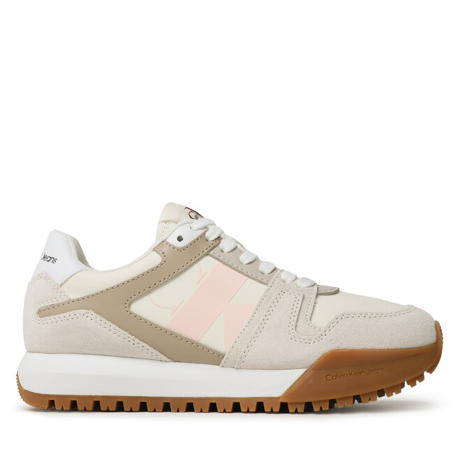 Sneakersy Calvin Klein Jeans Toothy Run Laceup Low Lth Mix Wn YW0YW01052 Bright White/Creamy white/Peach 0K5 écre