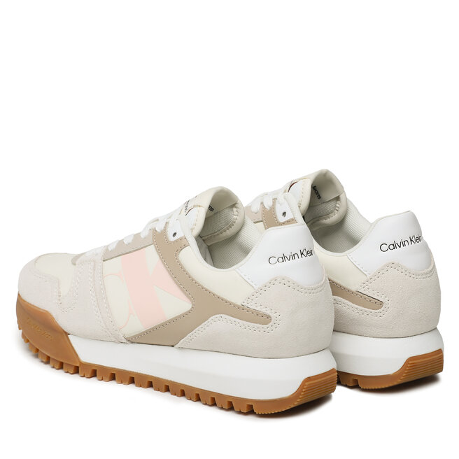 Sneakersy Calvin Klein Jeans Toothy Run Laceup Low Lth Mix Wn YW0YW01052 Bright White/Creamy white/Peach 0K5 écre