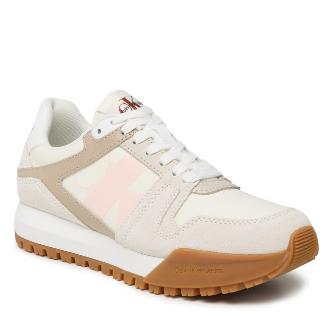 Sneakersy Calvin Klein Jeans Toothy Run Laceup Low Lth Mix Wn YW0YW01052 Bright White/Creamy white/Peach 0K5 – écre