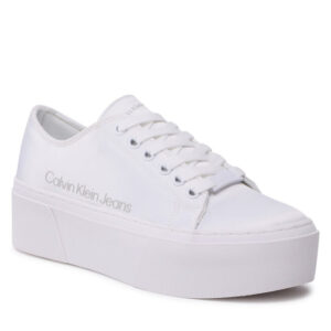 Sneakersy Calvin Klein Jeans Flatform + Cupsole Satin YW0YW00917 White YBR