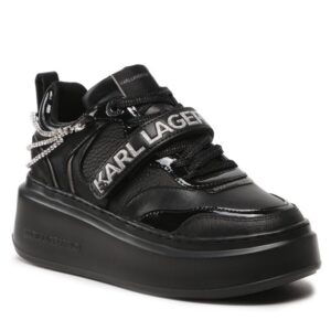 Sneakersy KARL LAGERFELD KL63540D Black Lthr w/Silver