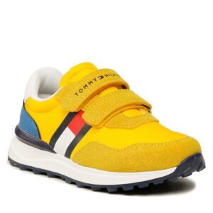 Sneakersy Tommy Hilfiger Flag Low Cut Velcro Sneaker T1B9-32881-1587 S Yellow/Royal X045